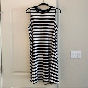 Time and Tru Black and White Striped Midi Dress